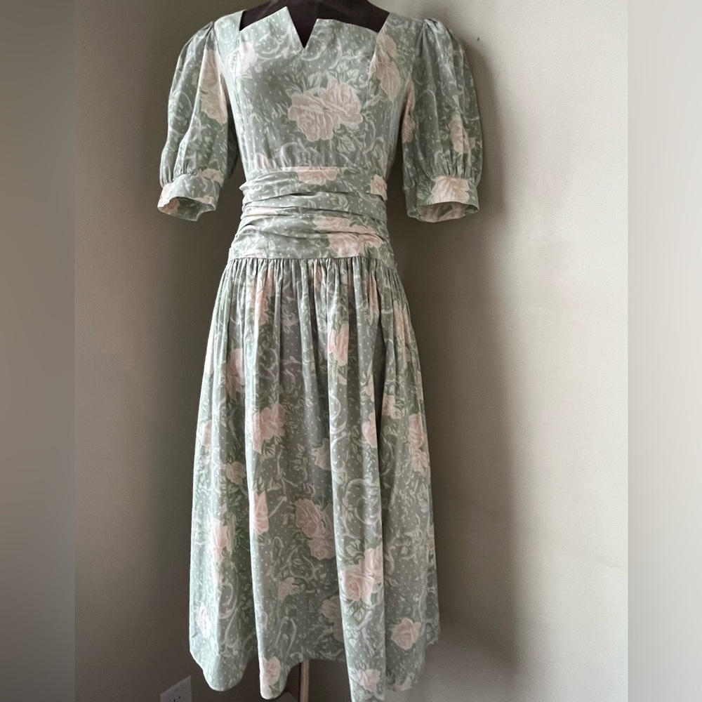 Gunne Sax 80s Jessica McClintock Rare Vintage Dress Floral Spring Feminine